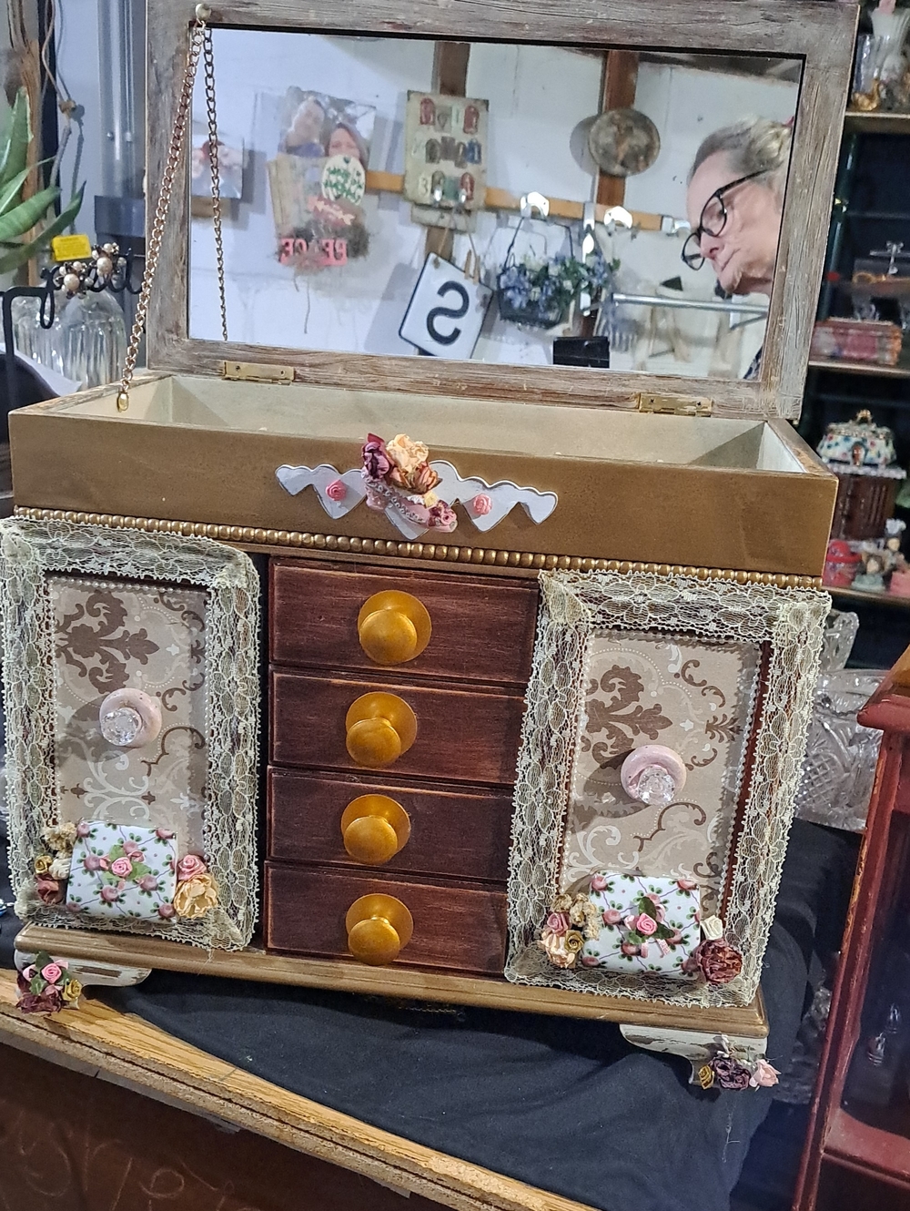 Handmade painted decorated vintage joy box